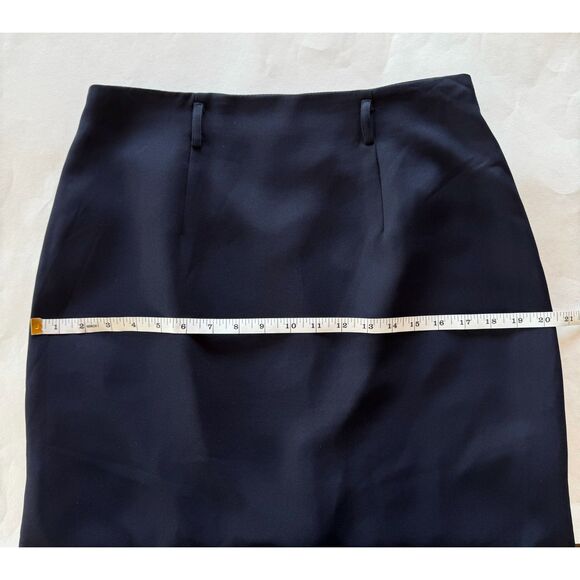 Y2K Vintage Halston Womens Knee Length Navy Pencil Skirt with Belt Loops Size 12 - Picture 8 of 8